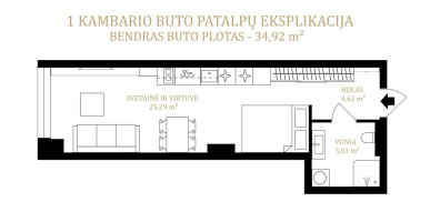 Parduodamas butas T. Ševčenkos g., Naujamiestis, Vilniaus m., Vilniaus m. sav., 35.26 m2 ploto, 1 kambariai 11