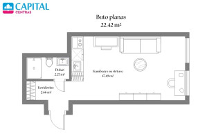 Nuomojamas butas V. Šopeno g., Senamiestis, Vilniaus m., Vilniaus m. sav., 22.42 m2 ploto, 1 kambariai 23