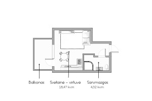 Parduodamas butas Kopenhagos, Justiniškės, Vilniaus m., Vilniaus m. sav., 23 m2 ploto, 1 kambariai 15