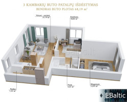 Nuomojamas butas Odminių g., Centras, Vilniaus m., Vilniaus m. sav., 68.19 m2 ploto, 3 kambariai 30