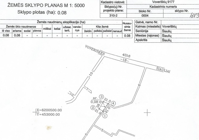 Parduodamas sklypas Voveriškių k., Šiaulių r. sav., 8 a ploto 6