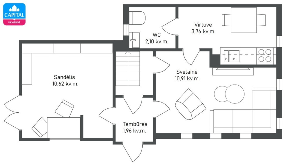 Parduodamas namas Darželio g., Ukmergės m., Ukmergės r. sav., 51.27 m2 ploto, 1 aukštai 21