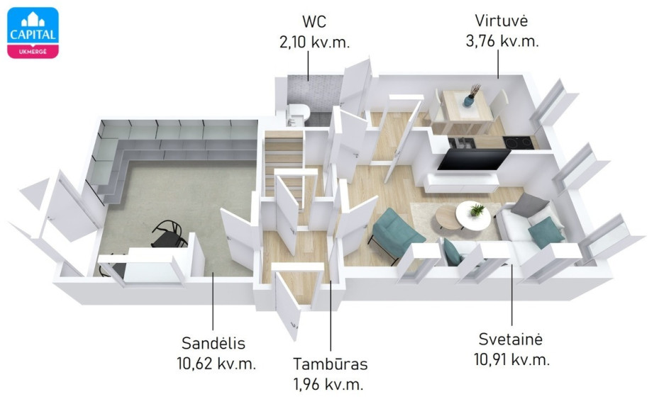 Parduodamas namas Darželio g., Ukmergės m., Ukmergės r. sav., 51.27 m2 ploto, 1 aukštai 22