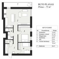 Parduodamas butas A. Juozapavičiaus g., Šnipiškės, Vilniaus m., Vilniaus m. sav., 75 m2 ploto, 3 kambariai 20