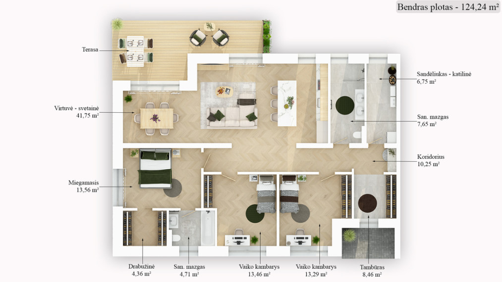 Parduodamas namas Smėlio g., Skaidiškių mstl., Vilniaus r. sav., 124.24 m2 ploto, 1 aukštai 17