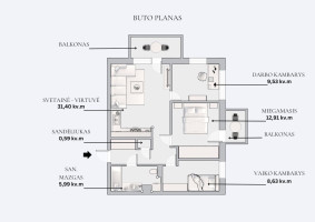 Parduodamas butas Jono Kairiūkščio g., Visoriai, Vilniaus m., Vilniaus m. sav., 70 m2 ploto, 4 kambariai 24