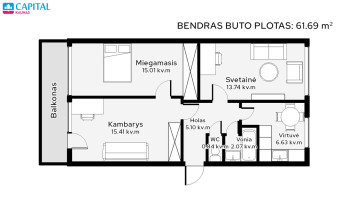 Parduodamas butas Kranto al., Ž. Šančiai, Kauno m., Kauno m. sav., 58.8 m2 ploto, 3 kambariai 19