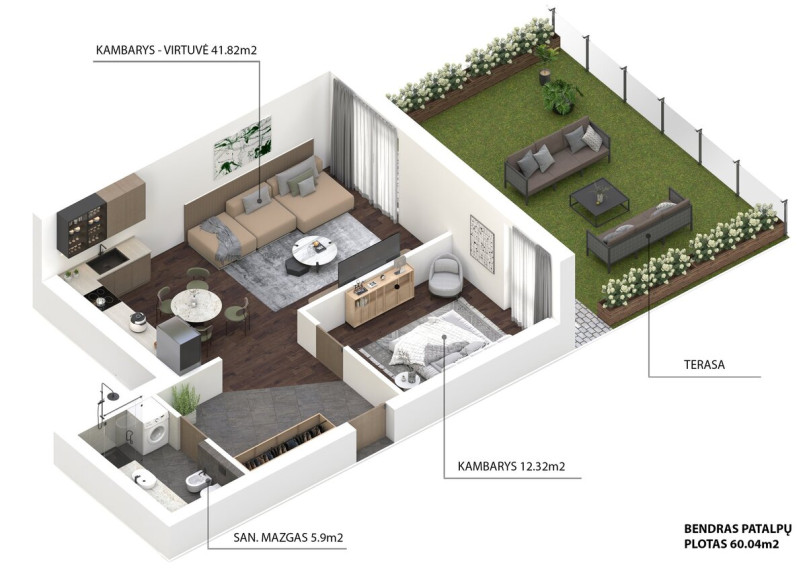 Parduodamas butas Žirmūnų g., Žirmūnai, Vilniaus m., Vilniaus m. sav., 60.04 m2 ploto, 2 kambariai 2