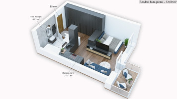 Parduodamas butas Šatrijos g., Šnipiškės, Vilniaus m., Vilniaus m. sav., 32 m2 ploto, 1 kambariai 16