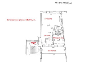 Parduodamas butas Maironio g., Senamiestis, Vilniaus m., Vilniaus m. sav., 60.29 m2 ploto, 2 kambariai 6