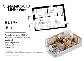 Parduodamas butas Panevėžio g., Naujininkai, Vilniaus m., Vilniaus m. sav., 50 m² ploto 3 kambariai 2