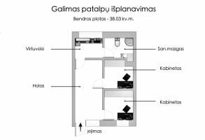 Nuomojamos administracinės, kitos paskirties, paslaugų, prekybos patalpos Paribio g., Žvėrynas, Vilniaus m., Vilniaus m. sav., 38.03 m2 ploto 15