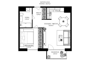 Parduodamas butas M. Mažvydo g., Pilaitė, Vilniaus m., Vilniaus m. sav., 46.2 m2 ploto, 2 kambariai 18
