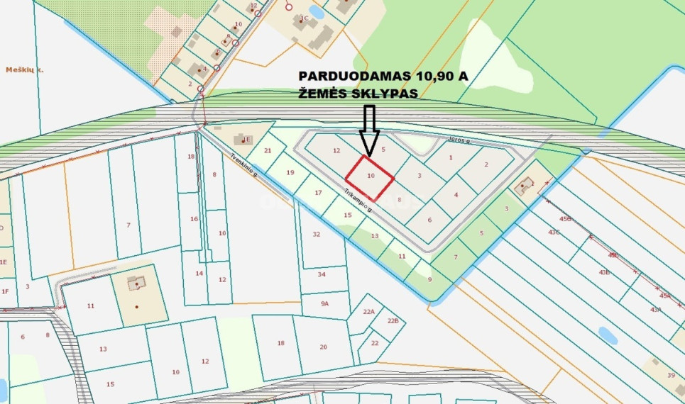 Parduodamas namų valdos paskirties sklypas Trikampio g., Meškių k., Šiaulių r. sav., 10.9 a ploto 2