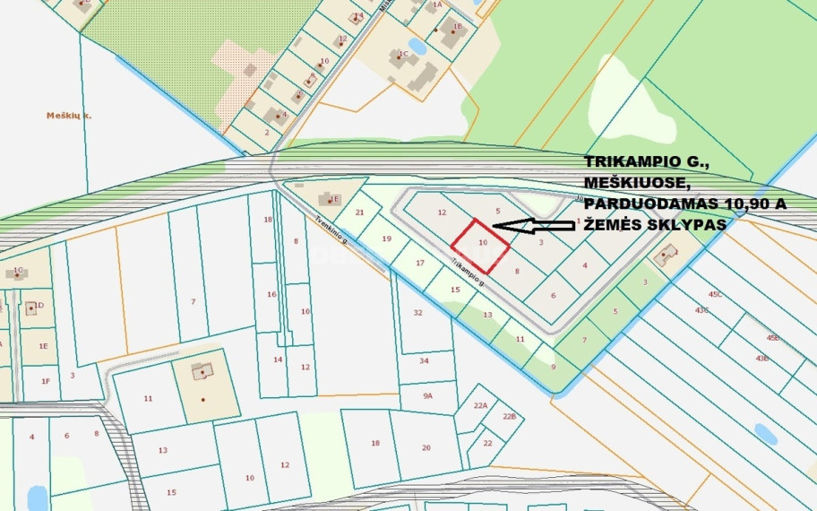 Parduodamas namų valdos paskirties sklypas Trikampio g., Meškių k., Šiaulių r. sav., 10.9 a ploto 3