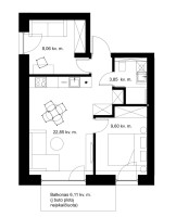 Parduodamas butas Veprių g., Šnipiškės, Vilniaus m., Vilniaus m. sav., 44.46 m2 ploto, 3 kambariai 30