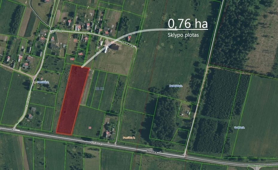 Parduodamas kitos paskirties sklypas Vilniaus g., Pamiškių k., Vilniaus r. sav., 76.76 a ploto 1