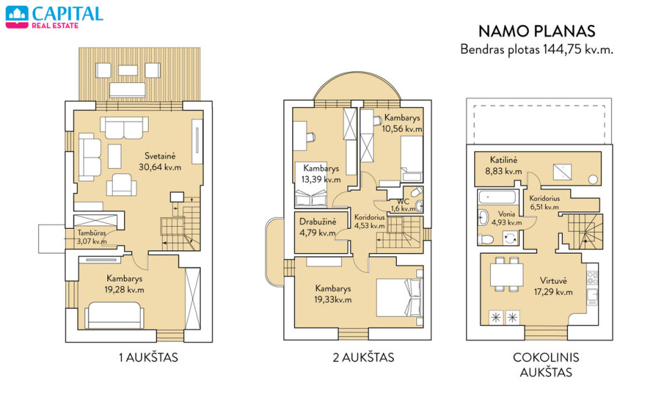 Parduodamas namas Juodvarnių Sodų g., Dvarčionys, Vilniaus m., Vilniaus m. sav., 144.75 m2 ploto, 2 aukštai 52