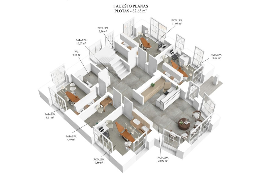 Nuomojamos administracinės, kitos paskirties, paslaugų, prekybos patalpos Markiškių g., Santariškės, Vilniaus m., Vilniaus m. sav., 119.29 m2 ploto 17