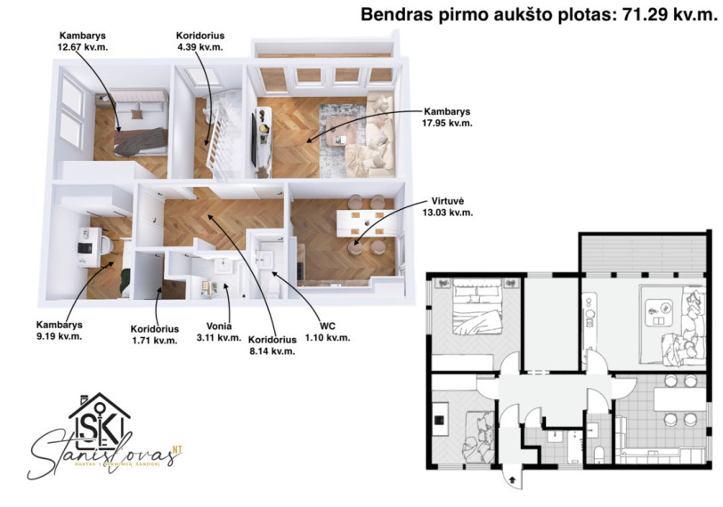 ERDVUS NAMAS SU 16.5 A ŽEMĖS SKLYPU, SODU IR VAIZDU Į PAKALNĖS UPĘ – PUIKI GALIMYBĖ ĮSIKURTI GAMTOS APSUPTYJE RUSNĖJE! 8