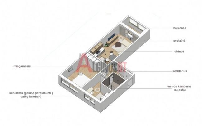 Parduodamas butas Minijos g., Žvejybos uostas, Klaipėdos m., Klaipėdos m. sav., 50 m² ploto 3 kambariai 9