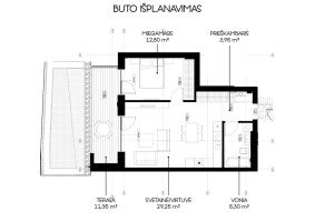 Nuomojamas butas Vilkų, Žvėrynas, Vilniaus m., Vilniaus m. sav., 52.61 m2 ploto, 2 kambariai 30