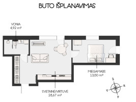 Nuomojamas butas Poligrafijos, Viršuliškės, Vilniaus m., Vilniaus m. sav., 47.33 m2 ploto, 2 kambariai 26