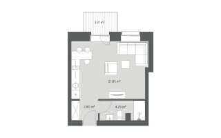 Parduodamas butas Jaunimo g., Molėtų m., Molėtų r. sav., 29.00 m² ploto 1 kambarys 3