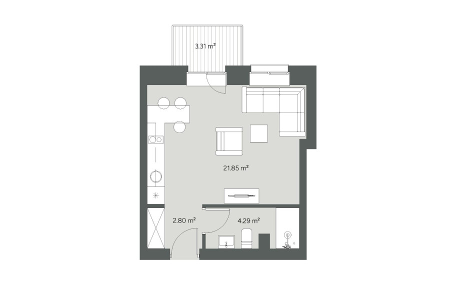 Parduodamas butas Jaunimo g., Molėtų m., Molėtų r. sav., 29.00 m² ploto 1 kambarys 3