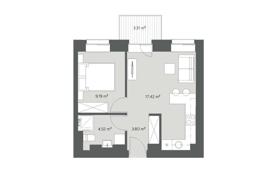 Parduodamas butas Jaunimo g., Molėtų m., Molėtų r. sav., 35.00 m² ploto 2 kambariai 3