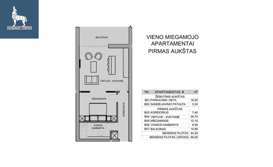 Parduodamas butas Vilniaus r. sav., Masionių vs., Gardenijų, 52.22 m2 ploto, 2 kambariai 17