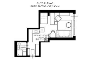 Nuomojamas butas Kirtimų g., Paneriai, Vilniaus m., Vilniaus m. sav., 36.21 m2 ploto, 1 kambariai 17