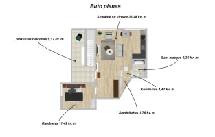 Parduodamas butas Savanorių pr., Žemieji Paneriai, Vilniaus m., Vilniaus m. sav., 60.52 m2 ploto, 2 kambariai 20