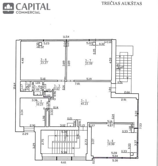 Nuomojamos administracinės, kitos paskirties, paslaugų, prekybos patalpos Šeškinės g., Šeškinė, Vilniaus m., Vilniaus m. sav., 544.91 m2 ploto 35