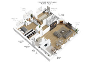 Parduodamas butas Bukčių g., Lazdynėliai, Vilniaus m., Vilniaus m. sav., 117 m2 ploto, 3 kambariai 26