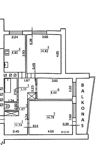 Parduodamas butas Beržų g., Centras, Panevėžio m., Panevėžio m. sav., 64.8 m2 ploto, 3 kambariai 2