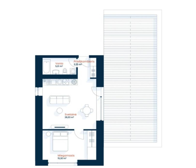 Parduodamas butas Ukmergės g., Eiguliai, Kauno m., Kauno m. sav., 49.57 m² ploto 2 kambariai 4