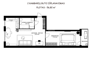 Parduodamas butas Eitminų g., Pašilaičiai, Vilniaus m., Vilniaus m. sav., 57 m2 ploto, 2 kambariai 12