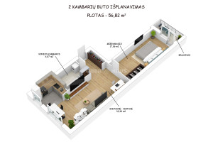 Parduodamas butas Eitminų g., Pašilaičiai, Vilniaus m., Vilniaus m. sav., 57 m2 ploto, 2 kambariai 13