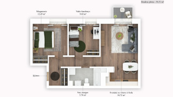 Parduodamas butas Pavilnionių g., Pašilaičiai, Vilniaus m., Vilniaus m. sav., 59 m2 ploto, 3 kambariai 24