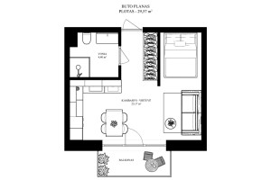 Parduodamas butas Lazdynėlių g., Lazdynėliai, Vilniaus m., Vilniaus m. sav., 30 m2 ploto, 2 kambariai 19