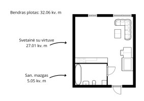 Parduodamas butas Burbiškių g., Burbiškės, Vilniaus m., Vilniaus m. sav., 32 m2 ploto, 1 kambariai 19