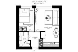 Parduodamas butas Dzūkų g., Naujininkai, Vilniaus m., Vilniaus m. sav., 28.73 m2 ploto, 1 kambariai 9