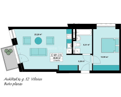 Parduodamas butas Aukštaičių g., Užupis, Vilniaus m., Vilniaus m. sav., 49.5 m2 ploto, 2 kambariai 20