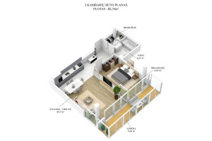 Parduodamas butas Konstitucijos pr., Šnipiškės, Vilniaus m., Vilniaus m. sav., 82.35 m2 ploto, 2 kambariai 33