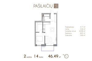 Parduodamas butas Tarandės g. , Pašilaičiai, Vilniaus m., Vilniaus m. sav., 46.49 m2 ploto, 2 kambariai 11