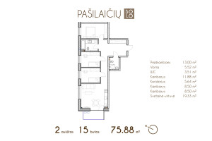 Parduodamas butas Tarandės g. , Pašilaičiai, Vilniaus m., Vilniaus m. sav., 75.88 m2 ploto, 4 kambariai 11