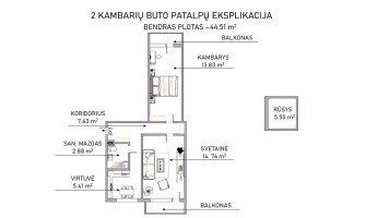 Parduodamas butas Žirmūnų g., Žirmūnai, Vilniaus m., Vilniaus m. sav., 45 m2 ploto, 2 kambariai 31