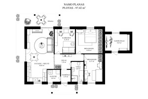 Parduodamas namas Mykolo Kleopo Oginskio g., Kairėnų k., Vilniaus r. sav., 97.42 m2 ploto, 1 aukštai 32