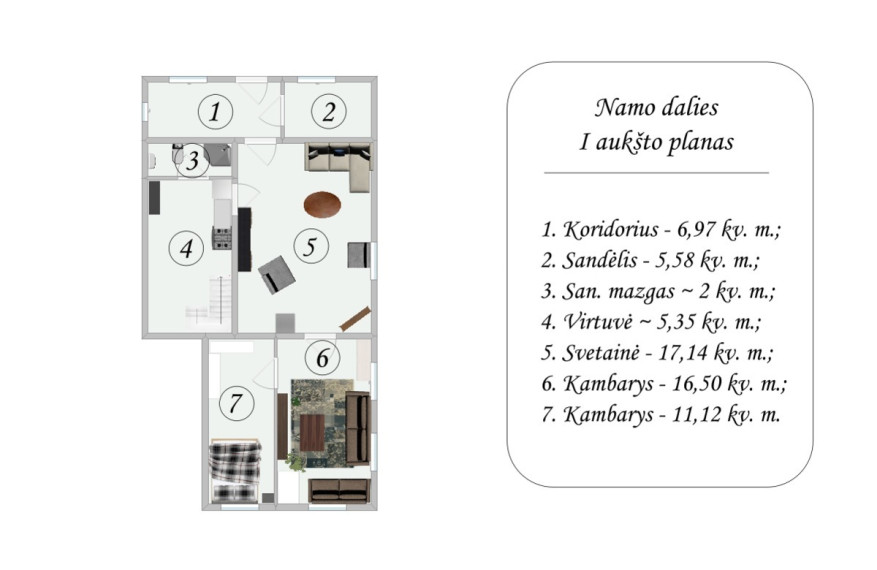 Parduodamas namas Mikalajūnų g., Gelvonų mstl., Širvintų r. sav., 64.46 m2 ploto, 2 aukštai 5